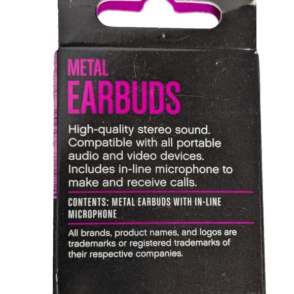 NIP Infinitive Metal Earbuds Stereo With In-Line Microphone 3.5mm Aux Jack NEW - Picture 3 of 6